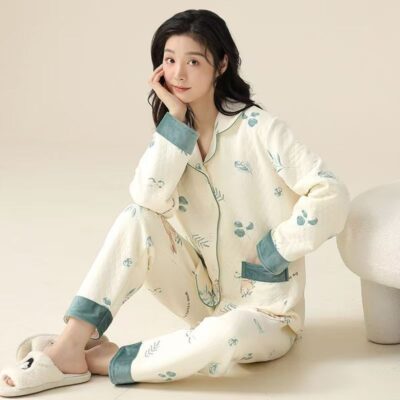 Warm thick autumn winter women cotton pajamas