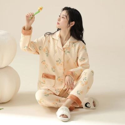 Warm thick autumn winter women cotton pajamas