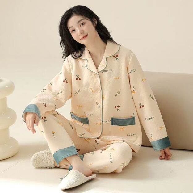 Warm thick autumn winter women cotton pajamas